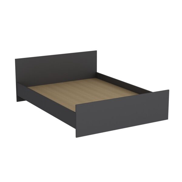 FUNZI LIVING Bedstead sengeramme, m. sengegavl - antracitgrå melamin (160x200)