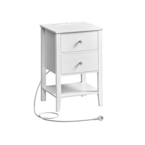 Sengebord - sidebord med strømstik - hjørnebord - hvid 35x40x60 - Borde > Sideborde - Daily-Living