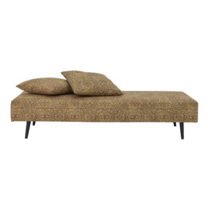 BLOOMINGVILLE Gulli daybed, m. 2 puder - gul bomuld og mørkebrun træ (200x80)