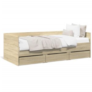 Daybed med skuffer 90x190 cm konstrueret træ sonoma-eg