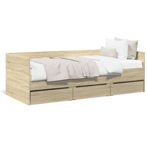 Daybed med skuffer 90x200 cm konstrueret træ sonoma-eg