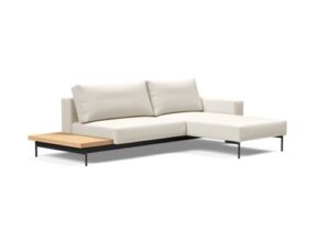 Innovation Living Bragi Sovesofa m. sidebord L: 265 cm - Mat Sort/Bouclé Off White