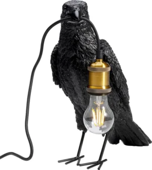 KARE DESIGN Animal Crow bordlampe - mat sort polyresin og kobber aluminium