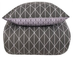 Sengetøj 240x220 - Harlequin grey - 2 i 1 - Gråt sengetøj - King size - Sengelinned i 100% Bomuld