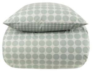 Sengetøj 240x220 - King size - Circle green - Prikket sengetøj - 100% Bomuld - Borg Living dobbelt dynebetræk