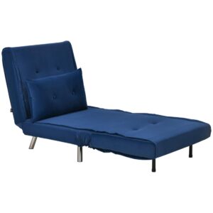 Sovestol Foldestol Seng Funktion Enkelt Sofa Pude Gæsteseng Polstret Sofa Velvet Dagligstue Soveværelse Blå 77X88X83Cm