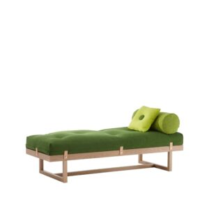A2 Stay daybed stof grøn, ramme i hvidolieret egetræ