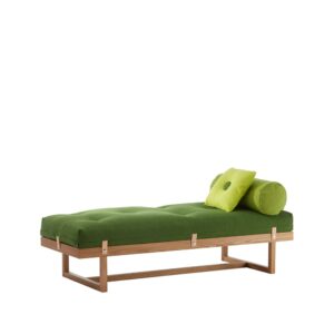 A2 Stay daybed stof grøn, ramme i olieret egetræ