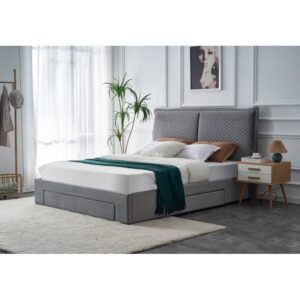BECKY 160x200cm seng med skuffe til Opbevaring -LyseGrå