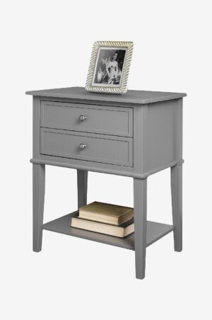 Dorel Home - Sidebord med to skuffer Franklin - Grå - Sengeborde - - Homeroom