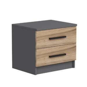 FUNZI LIVING 4920 sengebord, m. 2 skuffer - valnøddefarvet melamin (54x47)
