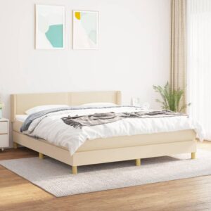 Kontinentalseng med madras 180x200 cm stof cremefarvet