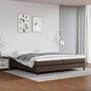 Kontinentalseng med madras 200x200 cm kunstlæder brun