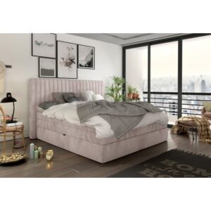 Luksemburg Kontinentalseng med opbevaring 180x200 rosa velour