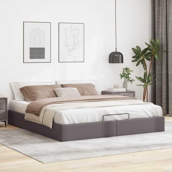 Osmannisk sengeramme uden madras 200x200 cm kunstlæder grå