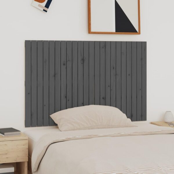 Sengegavl 140x3x90 cm massivt fyrretræ grå