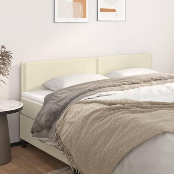Sengegavle 2 stk. 80x5x78/88 cm kunstlæder cremefarvet