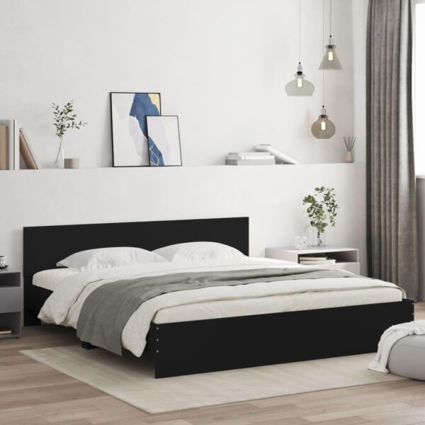 Sengeramme med sengegavl 200x200 cm sort