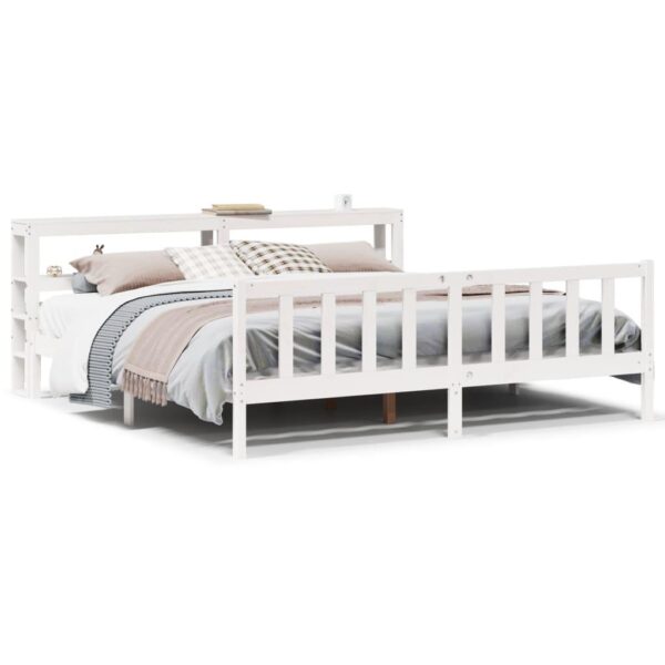 Sengeramme uden madras 200x200 cm massivt fyrretræ hvid