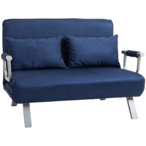 Sovesofa, 2-personers sofa med sovefunktion og justerbart ryglæn, sofa med pudepuder i fl⌀jlslook, polstret sofa til stue og sov