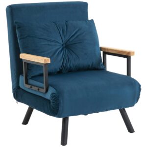 Sovesofa Relax Stol Seng Funktion Gæsteseng Fl⌀jlsrygpude Justerbar Ryglæn Blå 63X73X81Cm