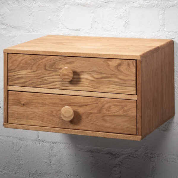 Væghængt sengebord med 2 skuffer 50x31,5x27 cm Flere varianter - Olieret egetræ