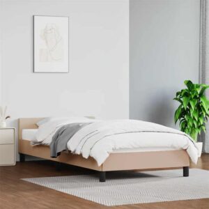 vidaXL Sengeramme med hovedgærde uden madras Cappuccino 100x200 cm