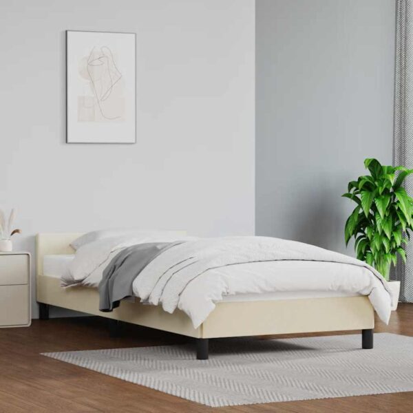 vidaXL Sengeramme med hovedgærde uden madras Creme 100x200 cm