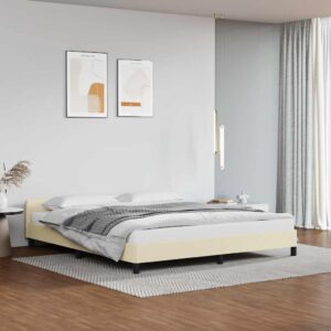 vidaXL Sengeramme med hovedgærde uden madras Creme 180x200 cm