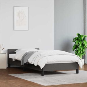 vidaXL Sengeramme med hovedgærde uden madras Grå 100x200 cm