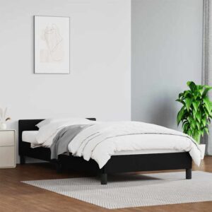 vidaXL Sengeramme med hovedgærde uden madras Sort 100x200 cm