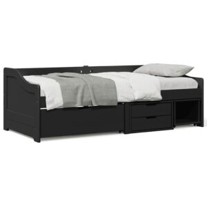 vidaXL daybed med tre skuffer uden madras IRUN sort 90x200 cm
