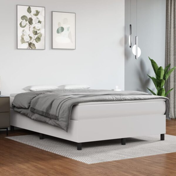vidaXL kontinentalseng 140x200 cm kunstlæder hvid