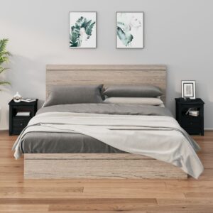 vidaXL sengeborde 2 stk. 40x35x49 cm massivt fyrretræ sort