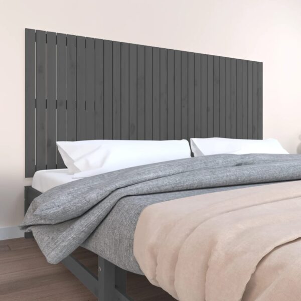 vidaXL sengegavl 204x3x90 cm massivt fyrretræ grå