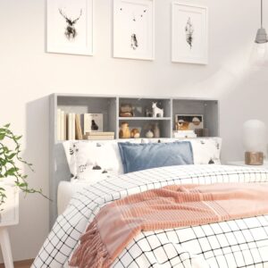 vidaXL sengegavl med opbevaring 120x19x103,5 cm betongrå