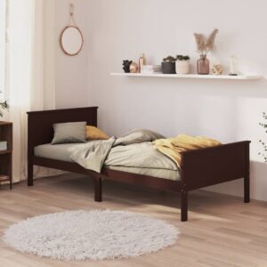 vidaXL sengeramme 100x200 cm massivt fyrretræ mørkebrun