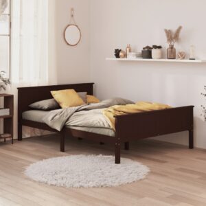 vidaXL sengeramme 120x200 cm massivt fyrretræ mørkebrun