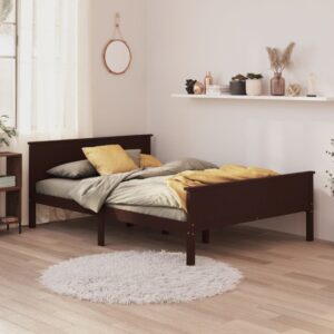 vidaXL sengeramme 160x200 cm massivt fyrretræ mørkebrun