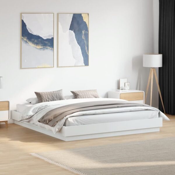 vidaXL sengeramme med LED-lys 180x200 cm hvid