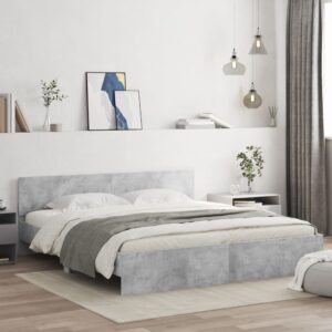 vidaXL sengeramme med sengegavl 180x200 cm betongrå