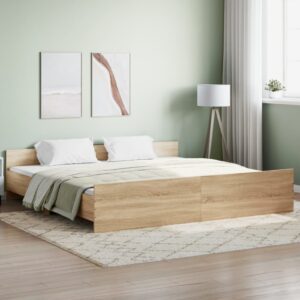 vidaXL sengeramme med sengegavl og fodgærde 180x200 cm sonoma-eg