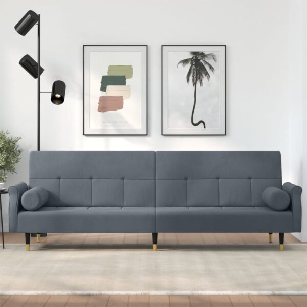 vidaXL sovesofa med hynder velour mørkegrå