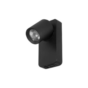 Sengelampe til væg med USB stik | USB Type A + C | GU10 | Sort
