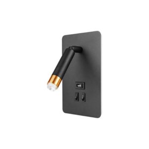 Væghængt Sengelampe Med USB Stik | USB Type A + C | LED Backlight | G9 | Messing Og Sort