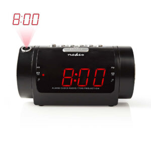 Nedis - Digital vækkeur Radio | LED Display | Tidsprojektion | AM / FM | Snooze funktion | Sleep timer | Antal alarmer: 2 | Sort - CLAR005BK