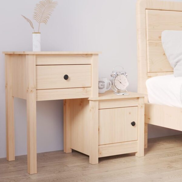 Sengebord 79,5x38x65,5 cm massivt fyrretræ