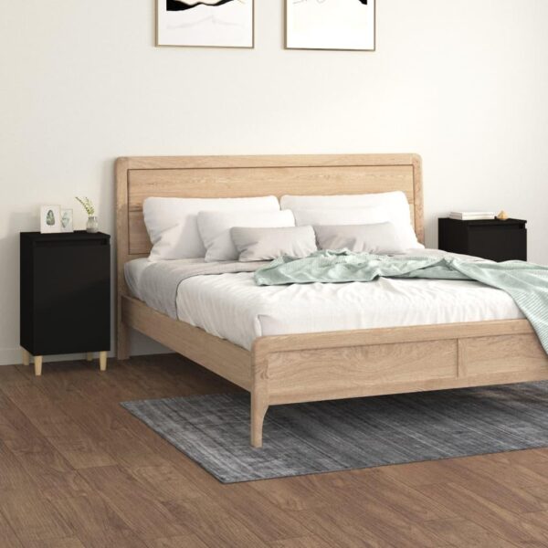 Sengeborde 2 stk. 40x35x70 cm konstrueret træ sort