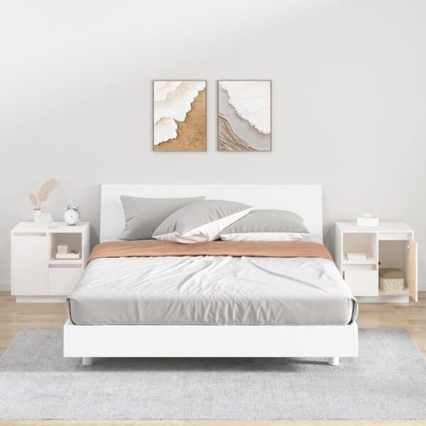 Sengeborde 2 stk. 50x34x50 cm massivt fyrretræ hvid