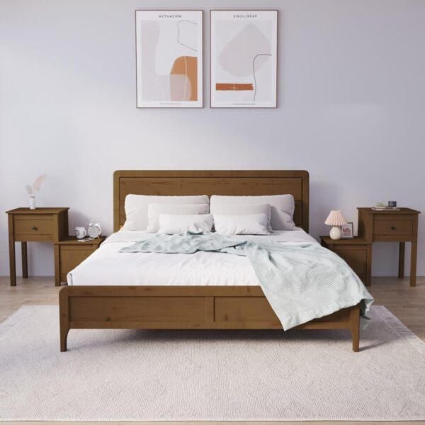 Sengeborde 2 stk. 79,5x38x65,5 cm massivt fyrretræ gyldenbrun